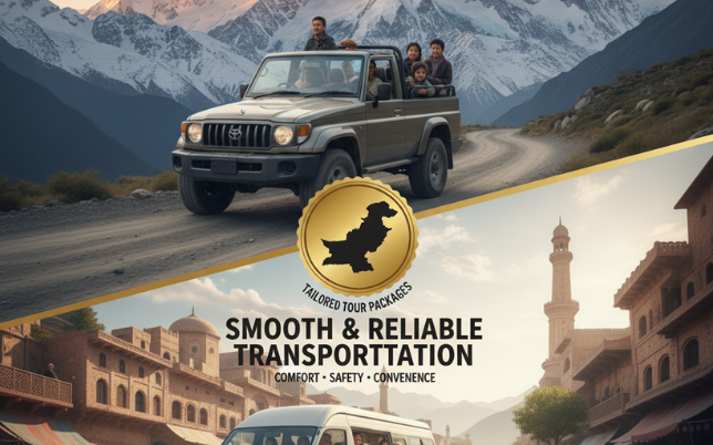 Enjoy smooth and reliable travel with our transportation services. We provide private cars, vans, coasters, and 4x4 jeeps for northern areas, ensuring comfort and safety throughout your journey.